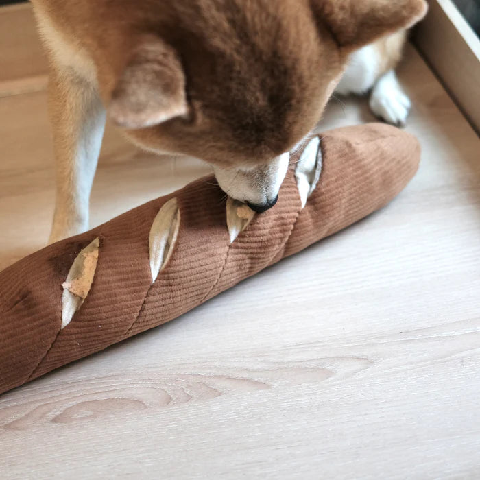 Baguette Dog Enrichment Squeaky Toy by Lambwolf Collective