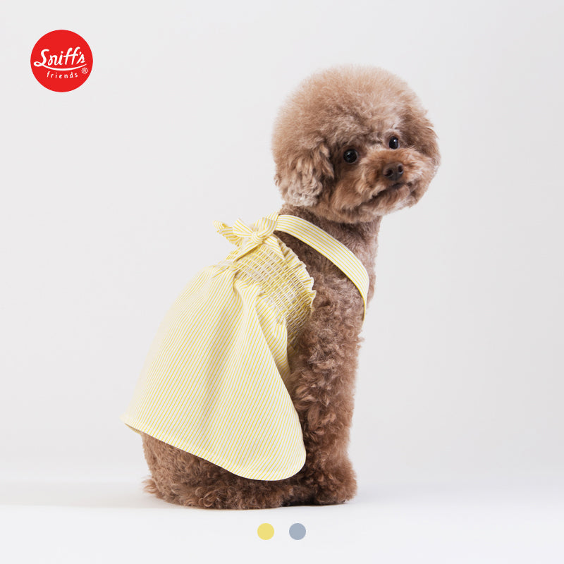 X Strap Striped Dress Dog