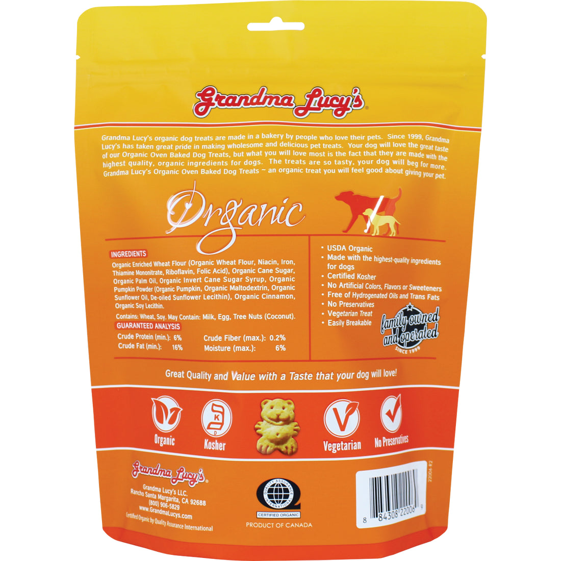 Organic Baked Dog Treats - Pumpkin 14oz