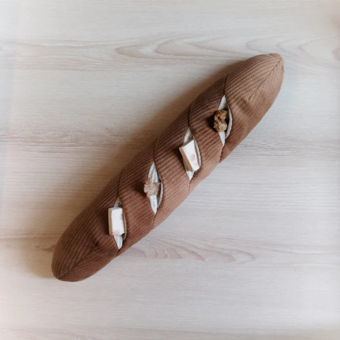 Baguette Dog Enrichment Squeaky Toy by Lambwolf Collective