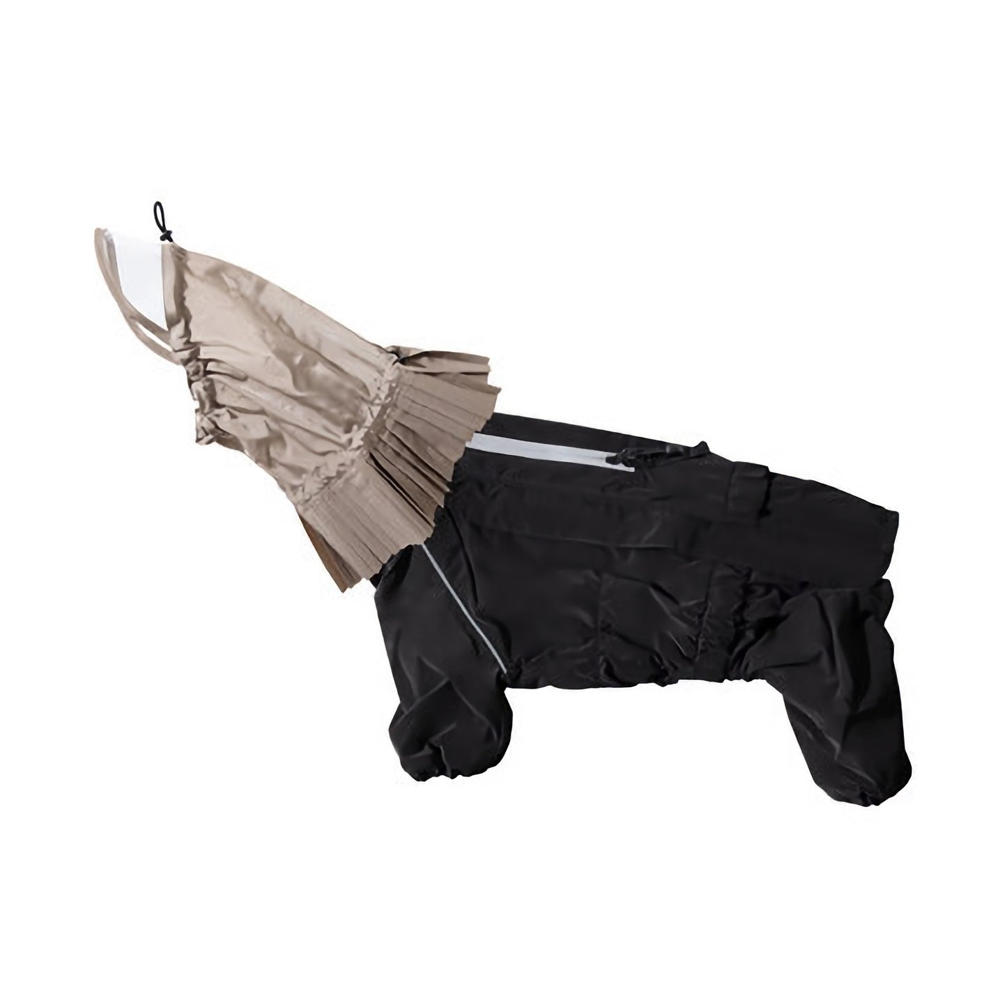 Black dog raincoat with champagne hood for both tiny dogs and large dogs