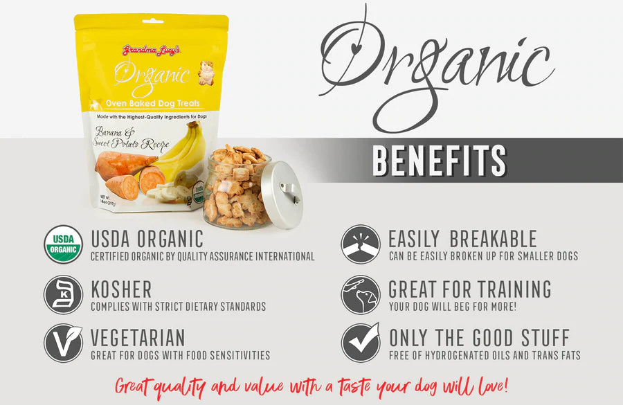 Organic Baked Dog Treats - Banana & Sweet Potato 14oz