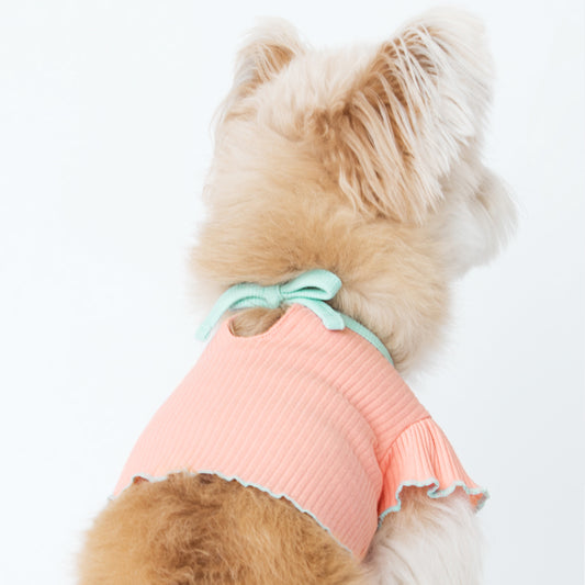 Ribbon Tie Ruffle Sleeve Crop Top Dog & Cat