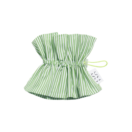 Green striped protective elizabethan collar for dogs and cats.