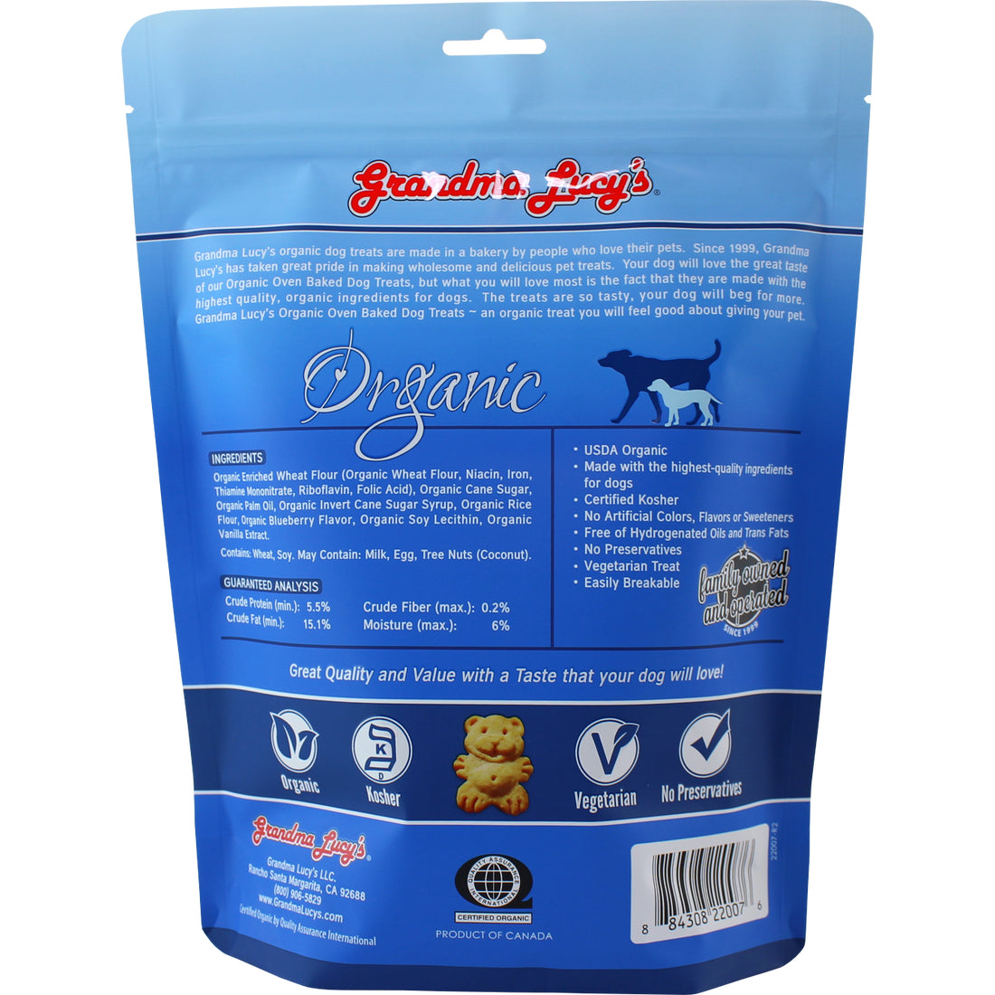 Organic Baked Dog Treats - Blueberry 14oz