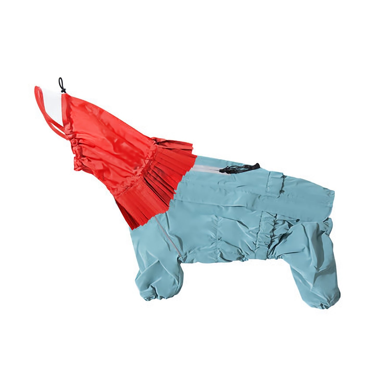 Blue dog raincoat with red hood for both tiny dogs and large dogs