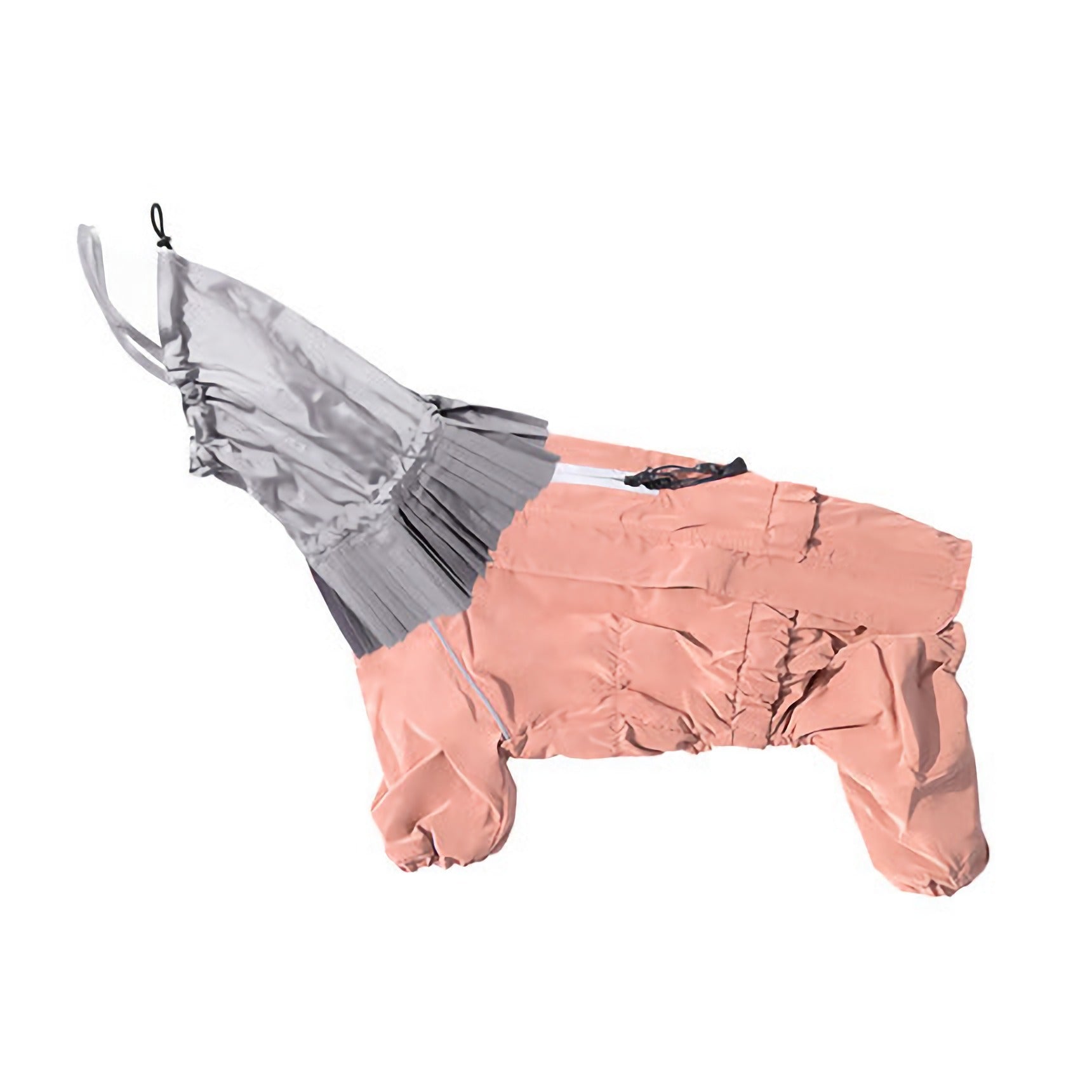 Pink dog raincoat with silver hood for both tiny dogs and large dogs